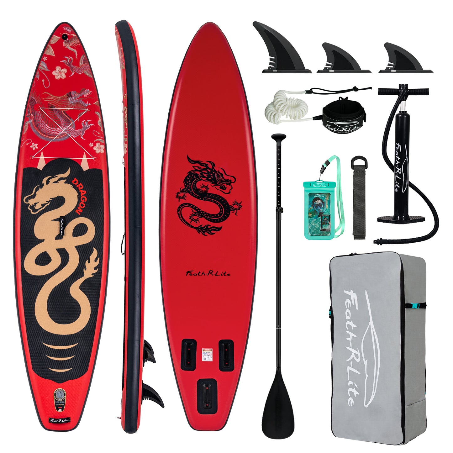 Inflatable SUP Board - Portable Paddle Board with Dragon Design for Outdoor Water Sports