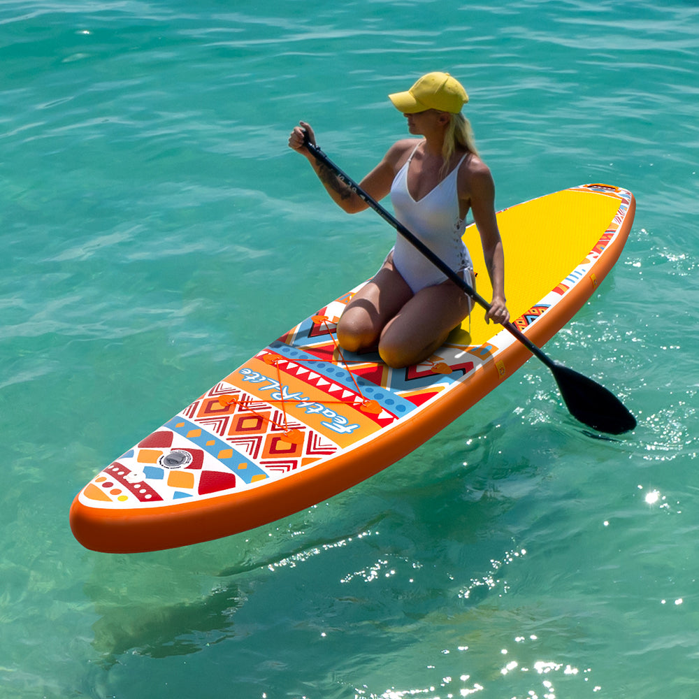 Inflatable SUP Board with Ethnic Pattern - Portable Paddle Board for Outdoor Water Sports