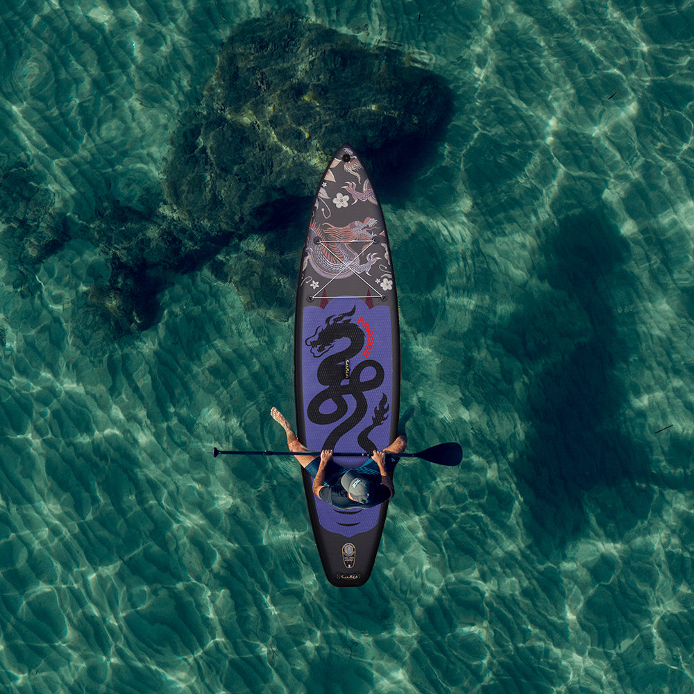 Inflatable SUP Board with Dragon Pattern - Portable Paddle Board for Outdoor Water Sports