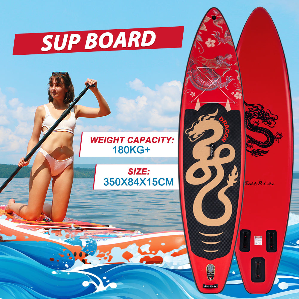 Inflatable SUP Board - Portable Paddle Board with Dragon Design for Outdoor Water Sports