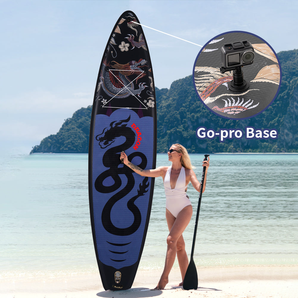 Inflatable SUP Board with Dragon Pattern - Portable Paddle Board for Outdoor Water Sports