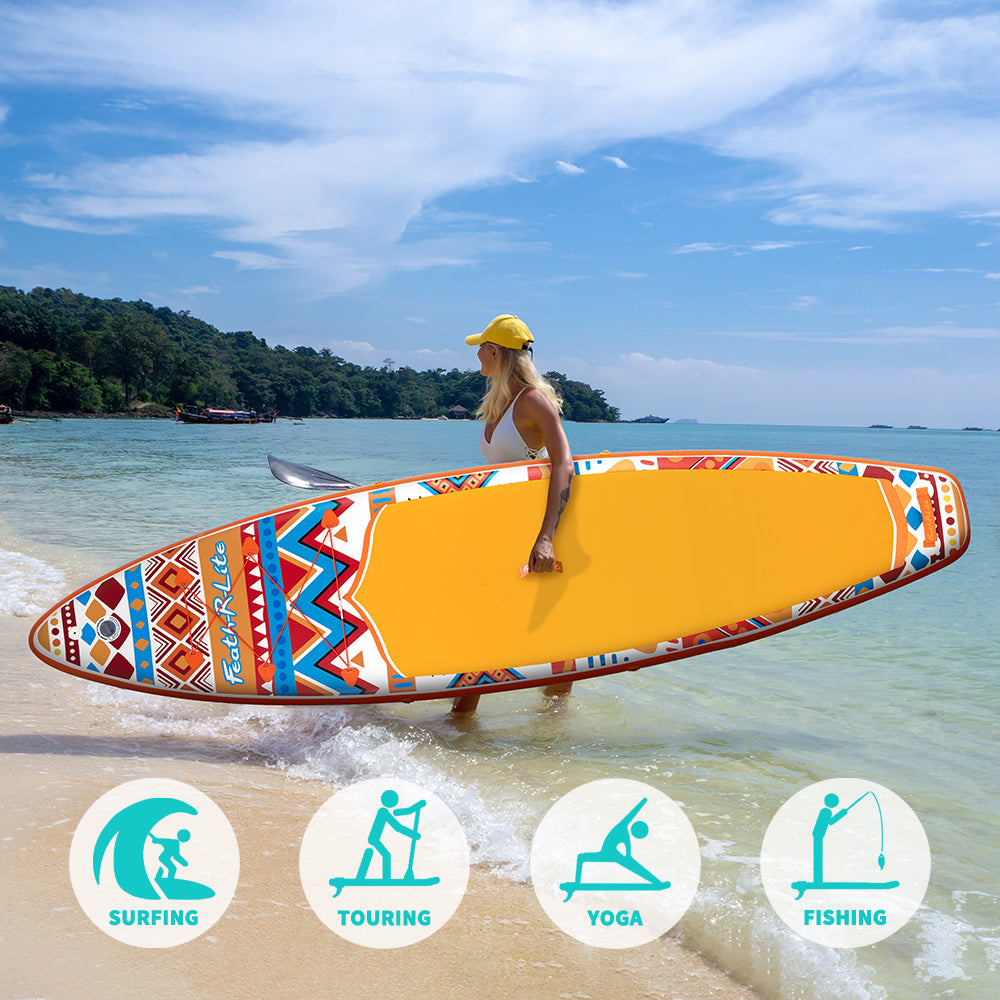 Inflatable SUP Board with Ethnic Pattern - Portable Paddle Board for Outdoor Water Sports