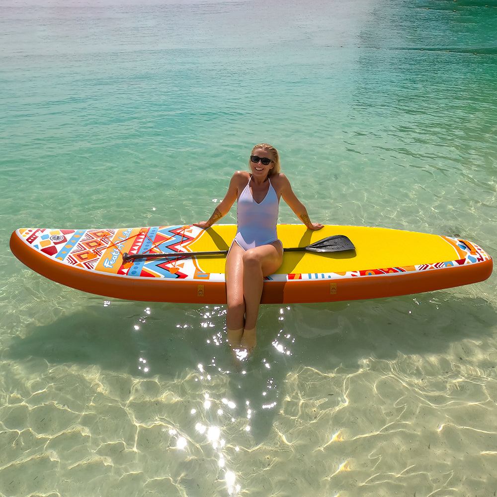 Inflatable SUP Board with Ethnic Pattern - Portable Paddle Board for Outdoor Water Sports