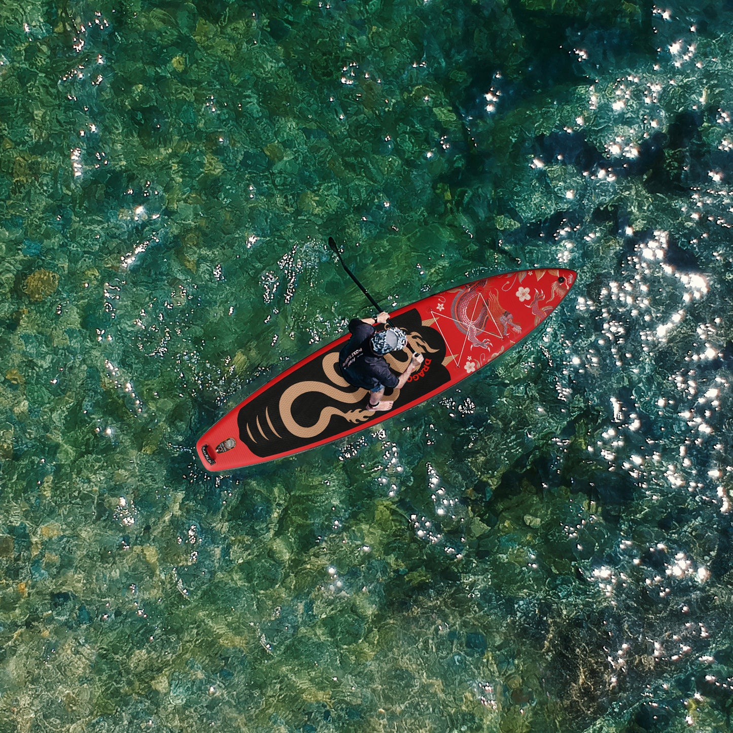 Inflatable SUP Board - Portable Paddle Board with Dragon Design for Outdoor Water Sports